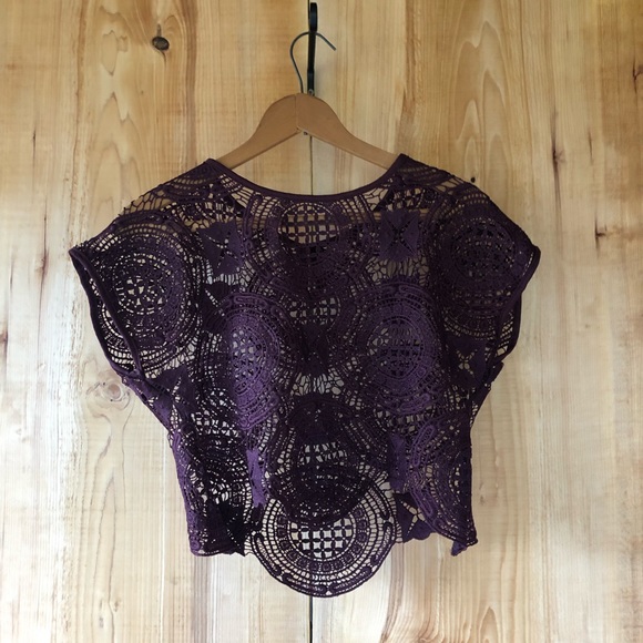 Deep purple/ maroon crotchet crop top - Picture 3 of 7